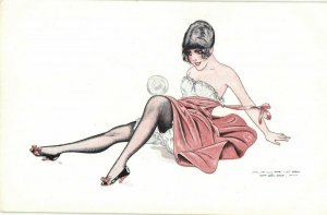 PC CPA EROTIC, ARTIST SIGNED, PÉPIN, BULLES DE SAVON, Vintage Postcard (b17545)