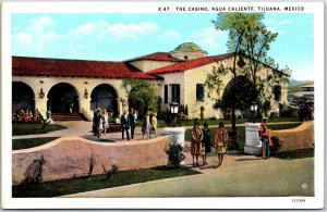 Tijuana Mexico MX, Casino, Agua Caliente, Lawn, Flowers, People Vintage Postcard