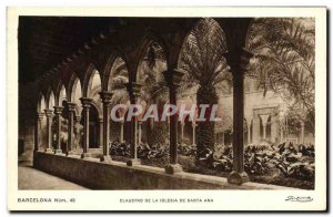 Old Postcard Barcelona Cloister of the Iglesia de Santa Ana
