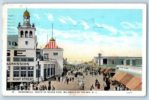 Wildwood New Jersey NJ Postcard Boardwalk South Of Ocean Pier Scene 1929 Antique