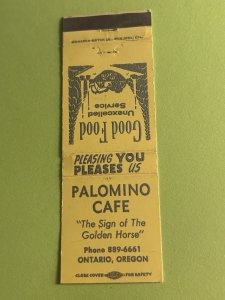 Ontario Oregon Matchbook Cover  Palomino Cafe Restaurant Golden Horse MB180