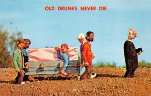 OLD DRUNKS NEVER DIE Cecil Wakefield Western Art Funny Vintage Postcard c1950s