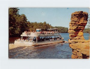 Postcard Sight Seeing Boat Passing Chimney Rock, Upper Dells, Wisconsin