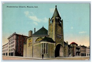 1912 View of Presbyterian Church Muncie Indiana IN Antique Posted Postcard