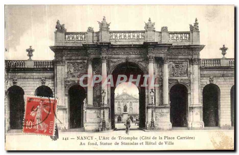 Old Postcard Nancy Arc de Triomphe Approval Carriere instead Statue of Stanis...