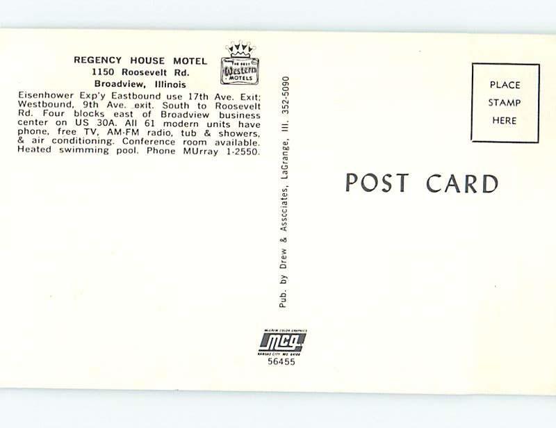 Unused Pre-1980 MOTEL SCENE Broadview Illinois IL G6937