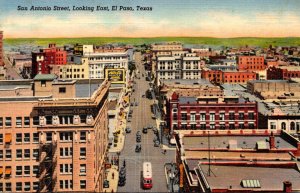 Texas El Paso San Antonio Street Looking East Curteich