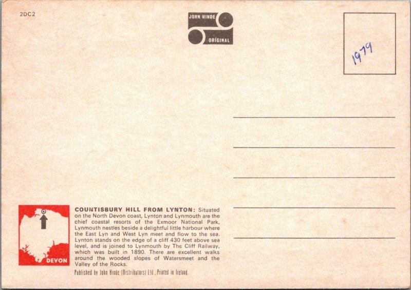 Devon Postcard - Countisbury Hill, From Lynton  SW10355