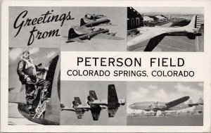 Peterson Field Colorado Springs CO Airplanes Military USA Greetings Postcard H28