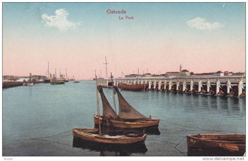 Sailboats, Le Port, Ostende (West Flanders), Belgium, 1910-1920s