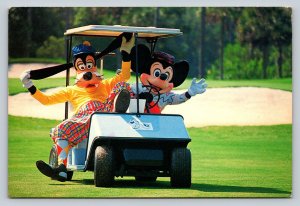 c1986 Mickey Mouse & Goofy Golf Time WALT DISNEY WORLD 4x6 VINTAGE Postcard 1560