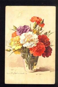 3044211 Cute Carnations in Glass by C. KLEIN vintage PC