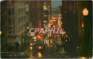Postcard Modern Looking down Powell Street San Francisco at Night