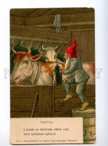 234769 TONTTU Tomte BROWNIE Cow by RYDBERGIN Vintage PC #3