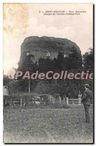 Postcard Old Saint Sauveur Saracen Tower Dungeon The ancient Chateau Fort