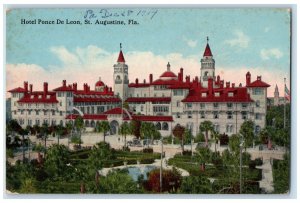 1914 Hotel Ponce De Leon St. Augustine Florida FL Antique Posted Postcard 