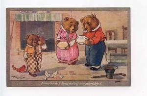 Bears Somebody's been eating my porridge! Signed Kennedy Postcard