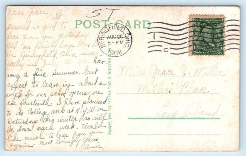 SPRINGFIELD, Ohio OH ~ Spring Grove Park CASINO 1908 Clark County  Postcard