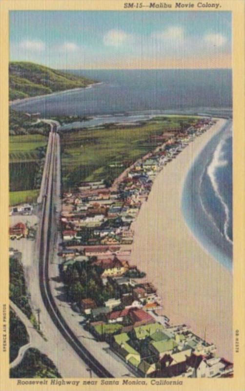 California Santa Monica Roosevelt Highway Showing Malibu Movie Colony 1952 Cu...
