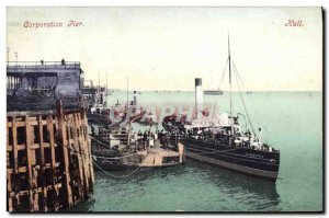 Old Postcard Corporation Hull Boat Pier