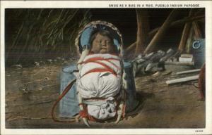 Native Indian Pueblo Papoose Snug as a Bug c1920 Postcard