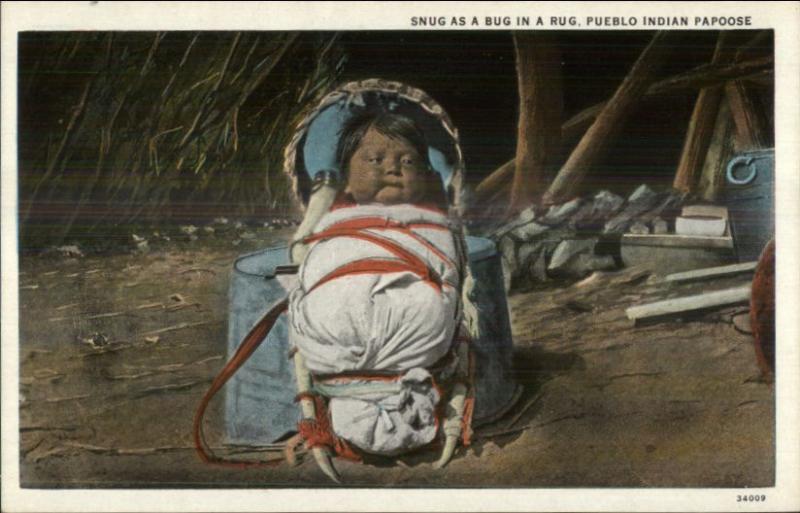 Native Indian Pueblo Papoose Snug as a Bug c1920 Postcard