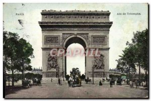 Old Postcard Paris Arc de Triomphe