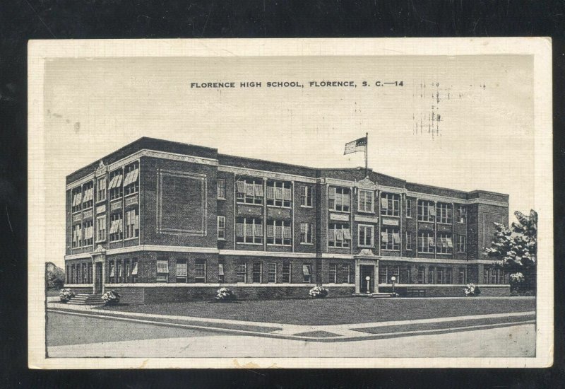 FLORENCE SOUTH CAROLINA FLORENCE HIGH SCHOOL BUILDING VINTAGE POSTCARD