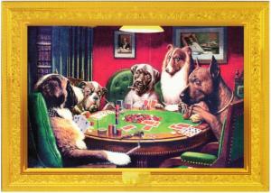 Dogs Playing Cards Poker by C.M. Coolidge Modern Postcard