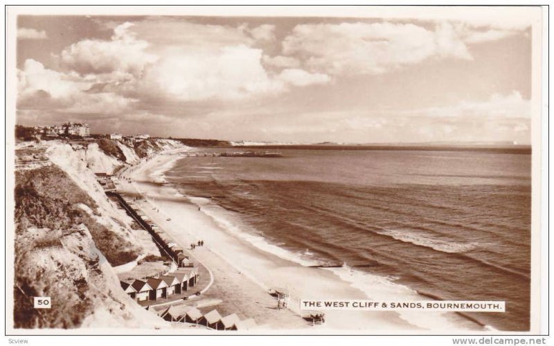 RP; Aerial View, The West Cliff & Sands, Bournemouth, Dorset, England, United...