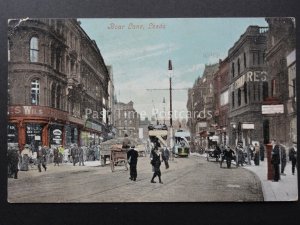 Yorkshire LEEDS Boar Lane BUSY ANIMATED STREET SCENE c1906 Postcard by Valentine