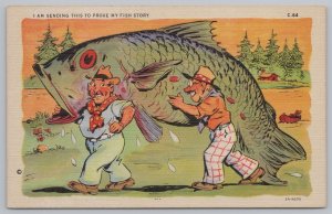 Comics~2 Men Carry Exaggerated Fish~Sending This To Prove My Fish Story~Linen PC