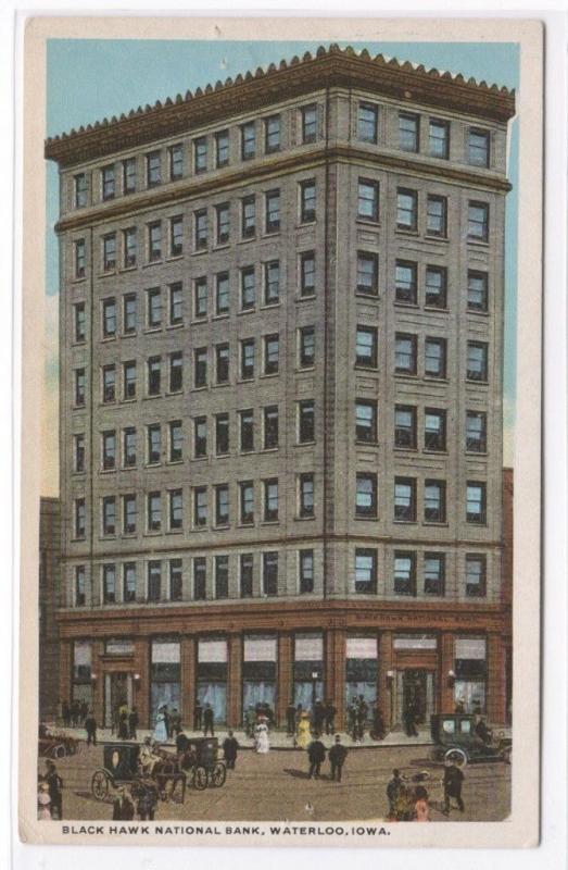 Black Hawk National Bank Waterloo Iowa 1920c postcard