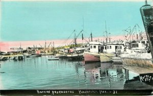 Barcos Pescadores 1950s Mazatlan Mexico  RPPC Photo Postcard 20-7653