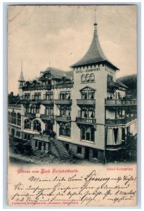 Germany Postcard Greetings from Bad Salzdetfurth Hotel Crown Prince c1905