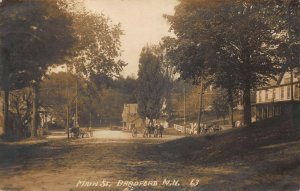 Bradford NH Main Street Downtown View Horse & Wagons in 1913 RPPC