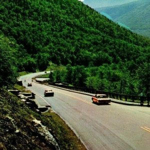 Vintage 1960's Postcard Antique Cars on Route 302 Crawford Notch New Hampshire