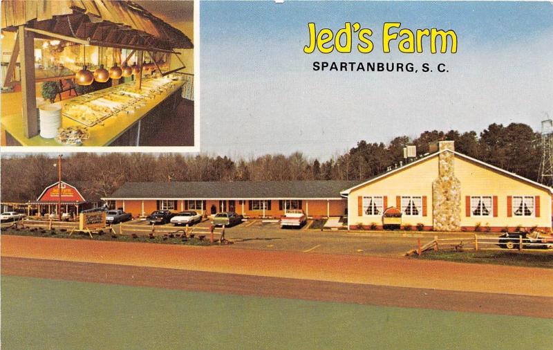 A38/ Spartanburg South Carolina SC Postcard Chrome Jed's Farm 2View Restaurant