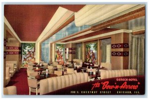 1940 Interior View Seneca Hotel Bow N Arrow Chicago Illinois IL Vintage Postcard