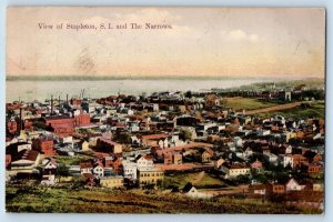 New York NY Postcard Bird's Eye View Of Stapleton S I And The Narrows 1909