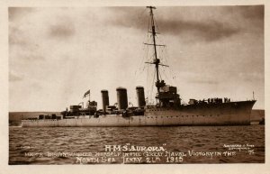 RPPC Photo British Royal Navy WWI HMS Aurora  Victory in North Sea c.1915