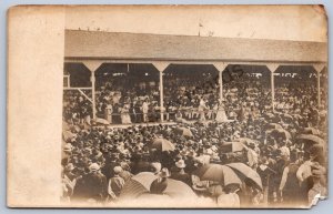 K35/ Griggsville Illinois RPPC Postcard c1910 Crowd Fairgrounds Grandstand 187