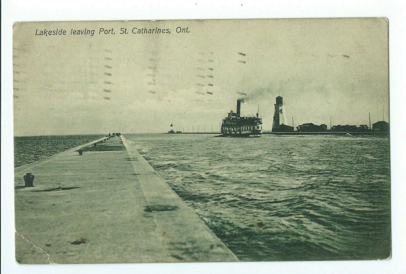 Postcard Lakeside Leaving Port, St. Catharines Ontario Canada 1909 VPC01.