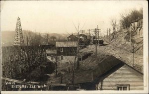 Sistersville West Virginia WV Oil Derricks Buildings c1910 Real Photo Postcard