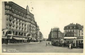 luxemburg, LUXEMBOURG, Place de la Gare, Hotel Clesse, Tram (1947) Postcard