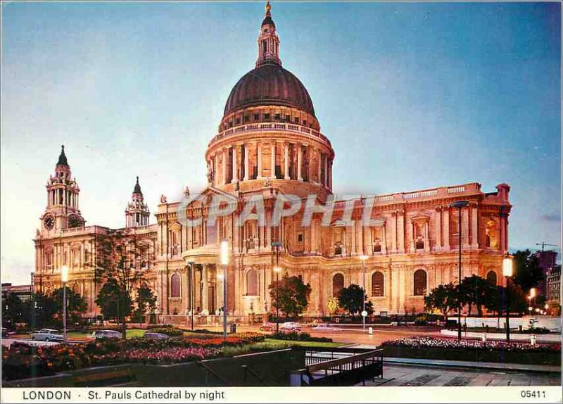 Postcard Modern London St Paul Cathedral By Night