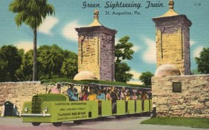 Vintage Postcard Green Sightseeing Train St. Augustine Florida FL Oldest City US