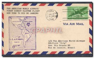 Letter USA 1st flight New York Rio de Janeiro July 15, 1946