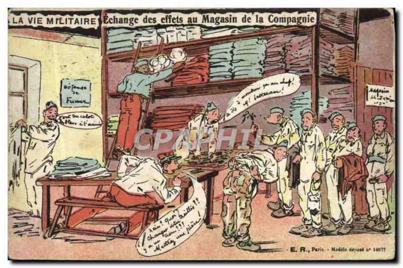 Old Postcard Militaria effects of exchange at the company store