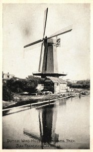 Vintage Postcard Dutch Wind Mill Golden Gate Park San Francisco California PNC